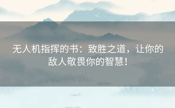 无人机指挥的书：致胜之道，让你的敌人敬畏你的智慧！