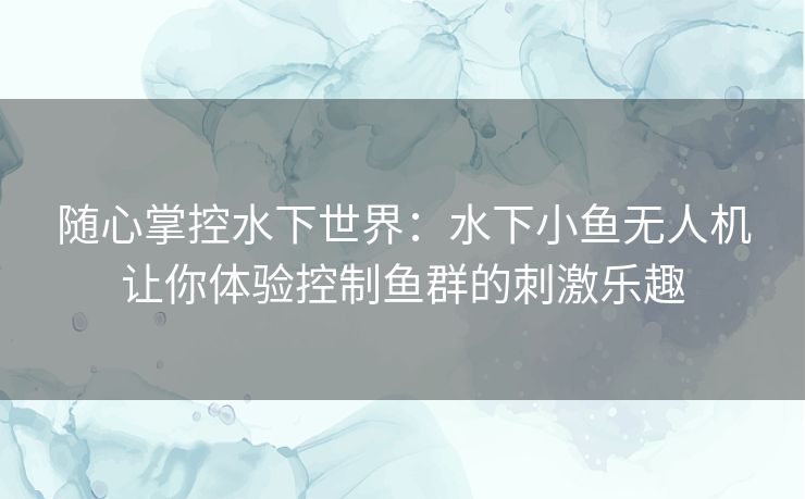 随心掌控水下世界：水下小鱼无人机让你体验控制鱼群的刺激乐趣