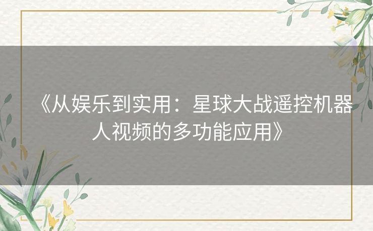 《从娱乐到实用：星球大战遥控机器人视频的多功能应用》