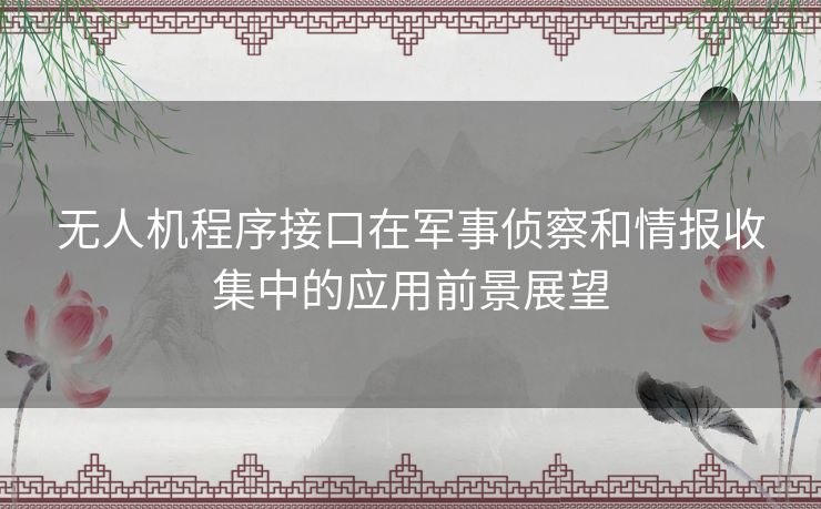 无人机程序接口在军事侦察和情报收集中的应用前景展望