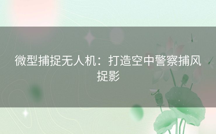微型捕捉无人机：打造空中警察捕风捉影