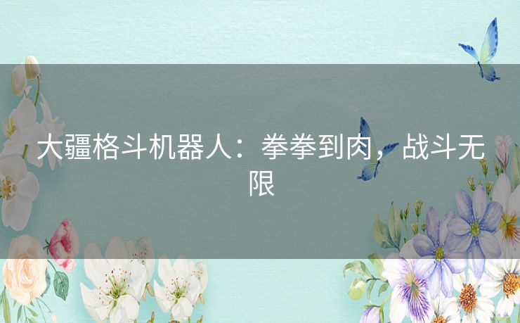 大疆格斗机器人：拳拳到肉，战斗无限