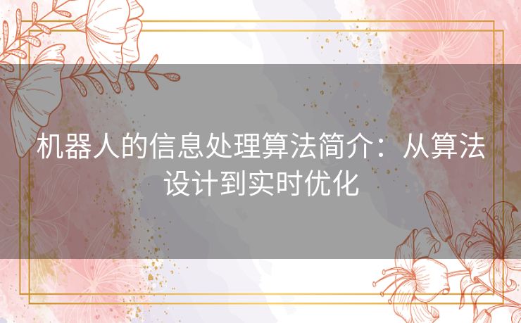 机器人的信息处理算法简介：从算法设计到实时优化