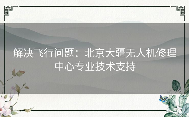 解决飞行问题：北京大疆无人机修理中心专业技术支持