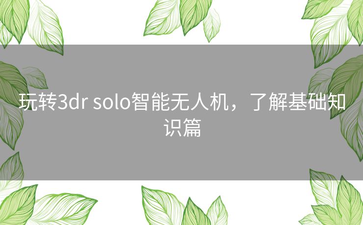 玩转3dr solo智能无人机，了解基础知识篇