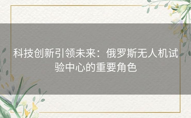 科技创新引领未来：俄罗斯无人机试验中心的重要角色