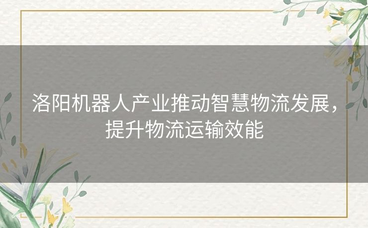 洛阳机器人产业推动智慧物流发展，提升物流运输效能