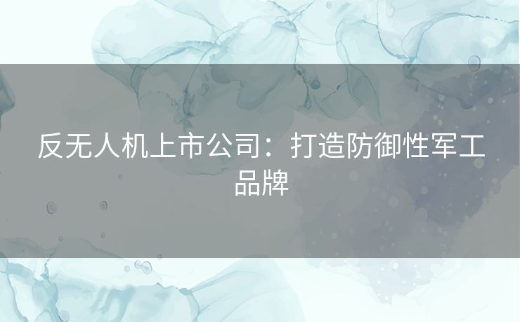 反无人机上市公司：打造防御性军工品牌