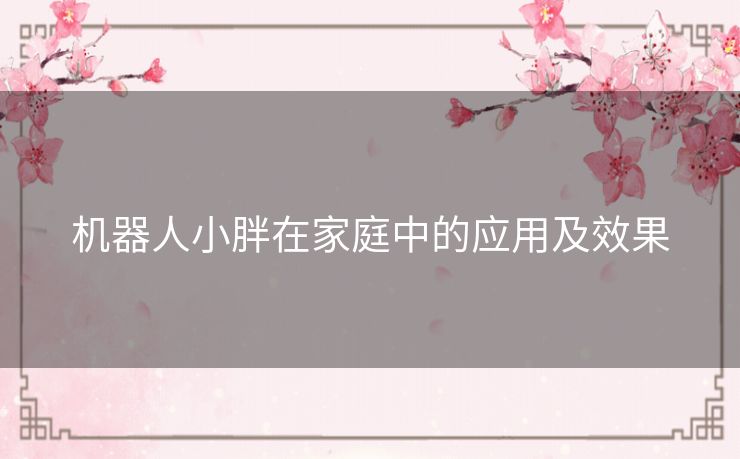 机器人小胖在家庭中的应用及效果