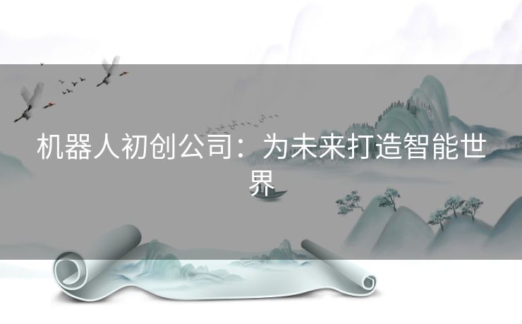 机器人初创公司：为未来打造智能世界