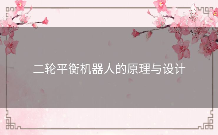 二轮平衡机器人的原理与设计