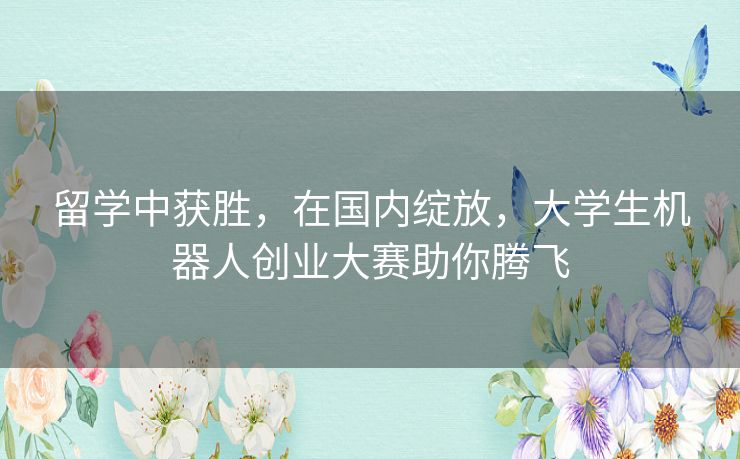 留学中获胜，在国内绽放，大学生机器人创业大赛助你腾飞