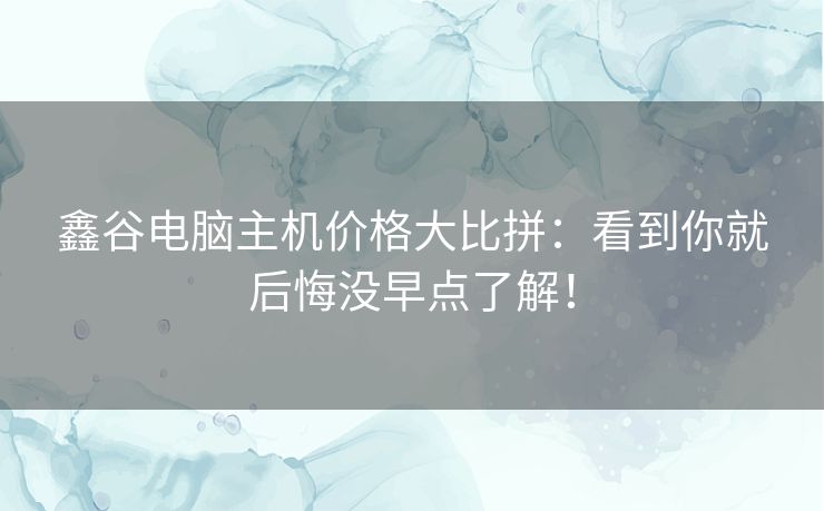鑫谷电脑主机价格大比拼：看到你就后悔没早点了解！