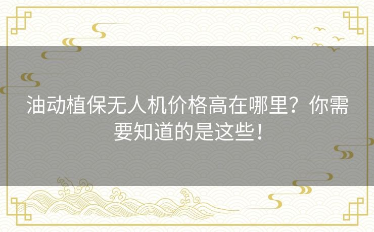 油动植保无人机价格高在哪里？你需要知道的是这些！