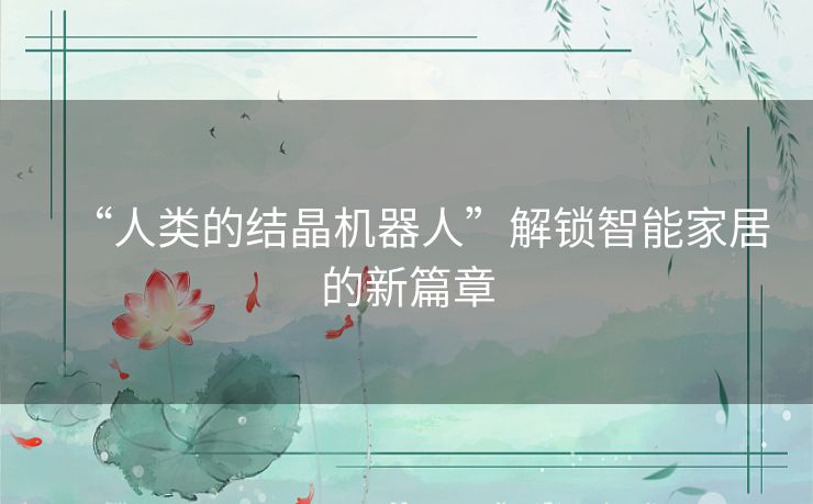“人类的结晶机器人”解锁智能家居的新篇章