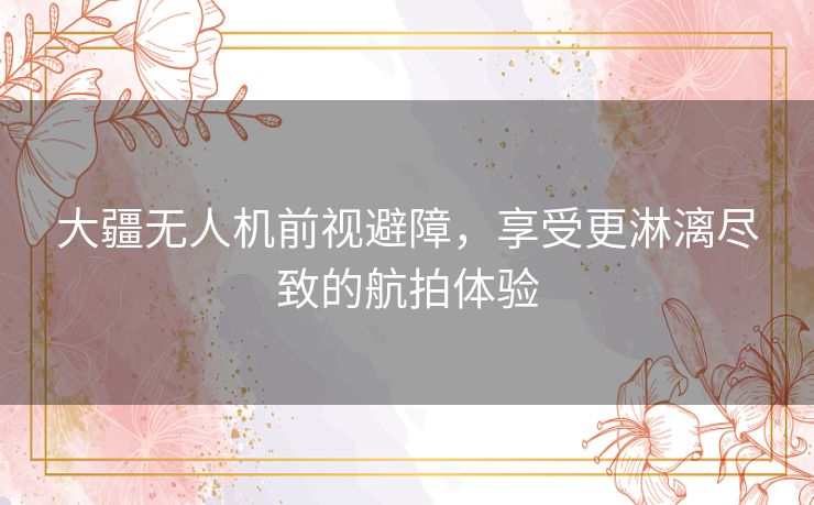 大疆无人机前视避障，享受更淋漓尽致的航拍体验