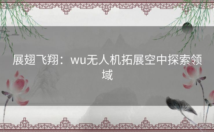 展翅飞翔：wu无人机拓展空中探索领域