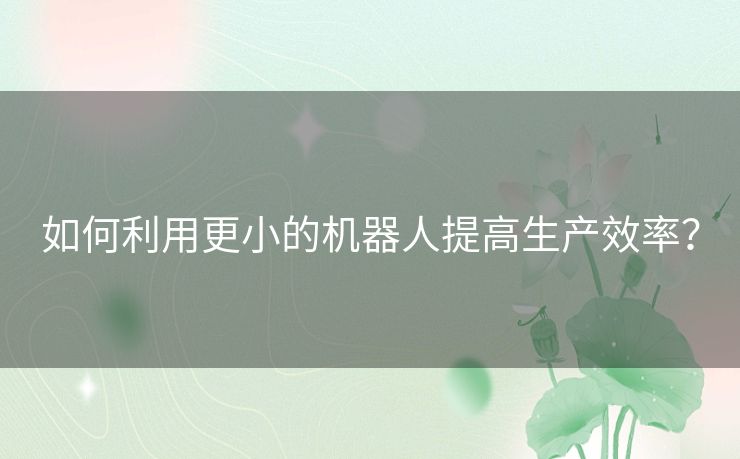 如何利用更小的机器人提高生产效率？