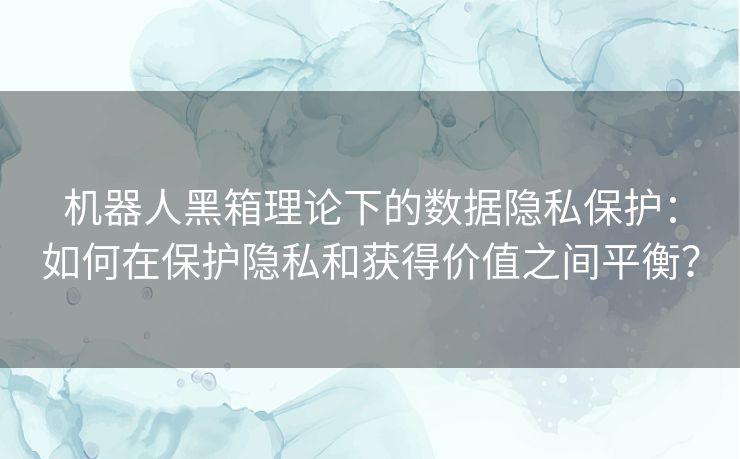 机器人黑箱理论下的数据隐私保护：如何在保护隐私和获得价值之间平衡？