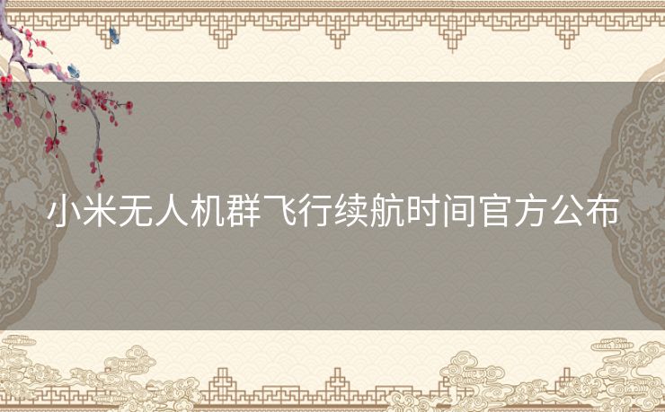 小米无人机群飞行续航时间官方公布