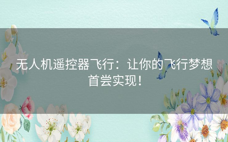 无人机遥控器飞行：让你的飞行梦想首尝实现！