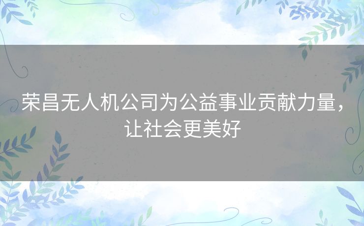 荣昌无人机公司为公益事业贡献力量，让社会更美好