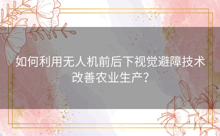 如何利用无人机前后下视觉避障技术改善农业生产？