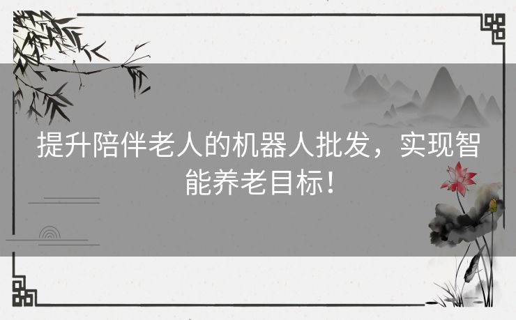 提升陪伴老人的机器人批发，实现智能养老目标！