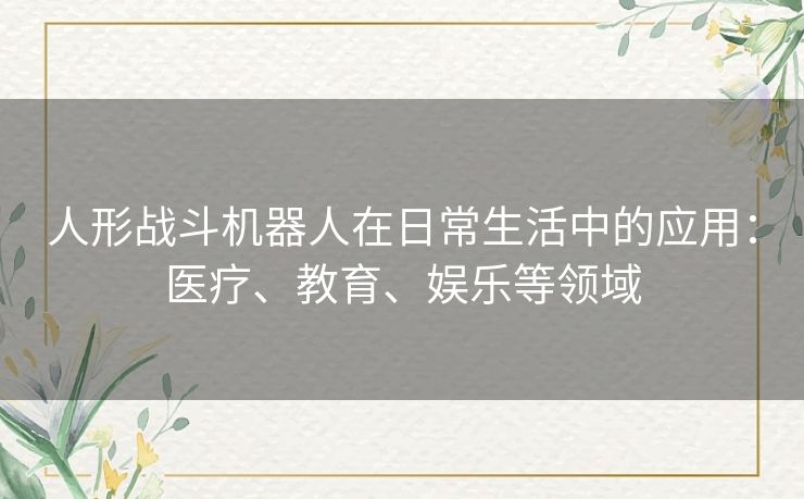 人形战斗机器人在日常生活中的应用：医疗、教育、娱乐等领域