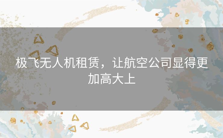 极飞无人机租赁，让航空公司显得更加高大上