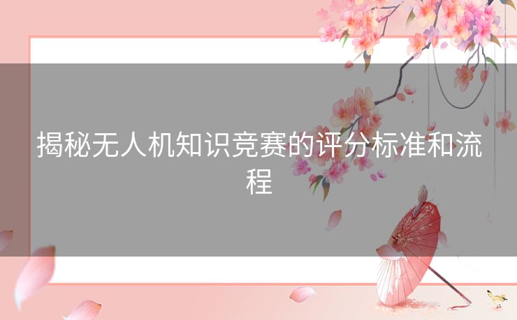 揭秘无人机知识竞赛的评分标准和流程
