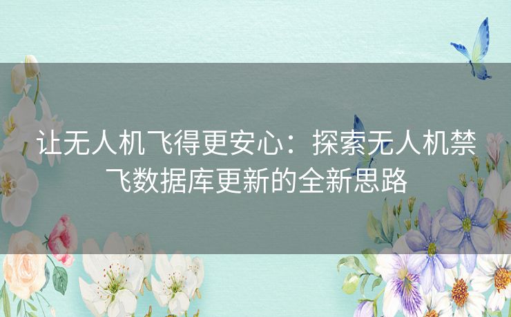 让无人机飞得更安心：探索无人机禁飞数据库更新的全新思路