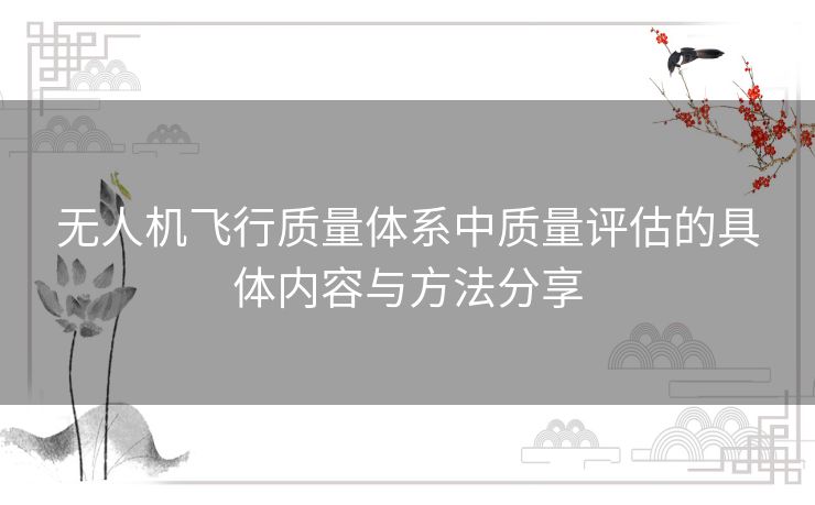 无人机飞行质量体系中质量评估的具体内容与方法分享