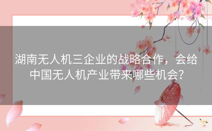 湖南无人机三企业的战略合作，会给中国无人机产业带来哪些机会？