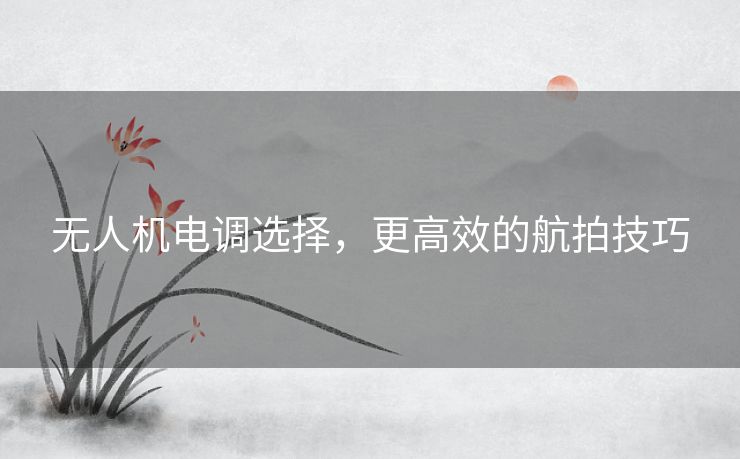 无人机电调选择，更高效的航拍技巧