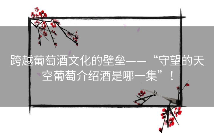 跨越葡萄酒文化的壁垒——“守望的天空葡萄介绍酒是哪一集”！