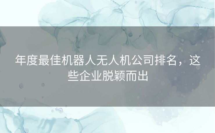年度最佳机器人无人机公司排名，这些企业脱颖而出