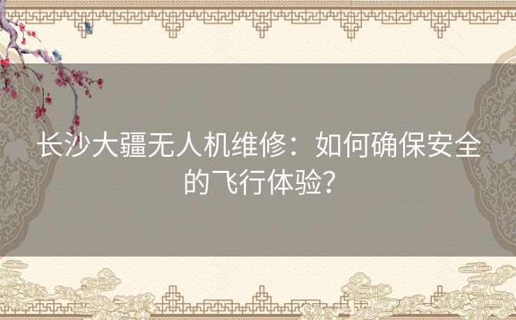 长沙大疆无人机维修：如何确保安全的飞行体验？