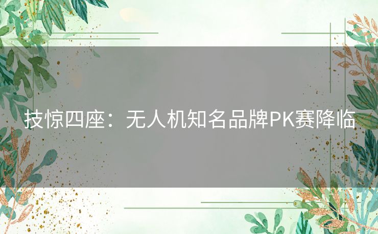 技惊四座：无人机知名品牌PK赛降临