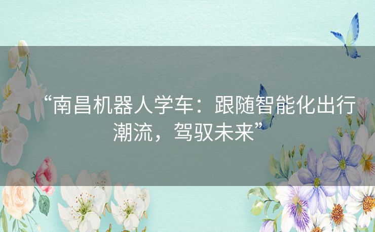 “南昌机器人学车：跟随智能化出行潮流，驾驭未来”