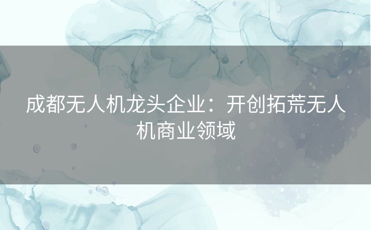 成都无人机龙头企业：开创拓荒无人机商业领域