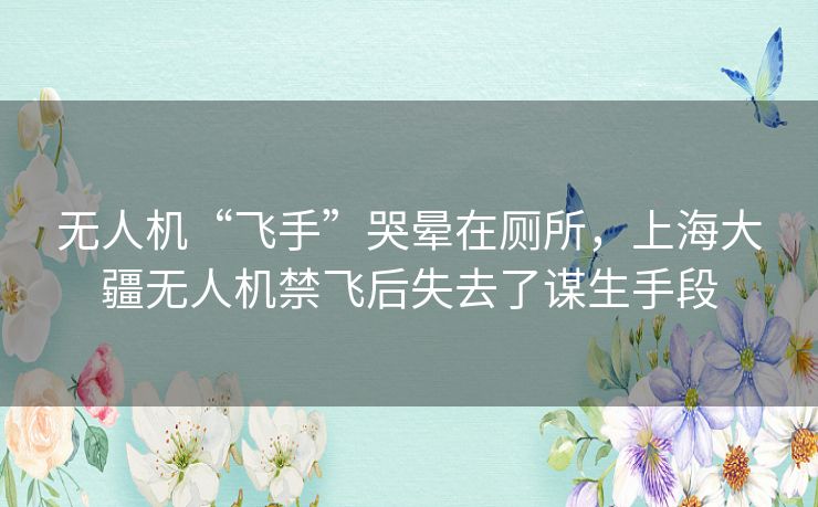 无人机“飞手”哭晕在厕所，上海大疆无人机禁飞后失去了谋生手段