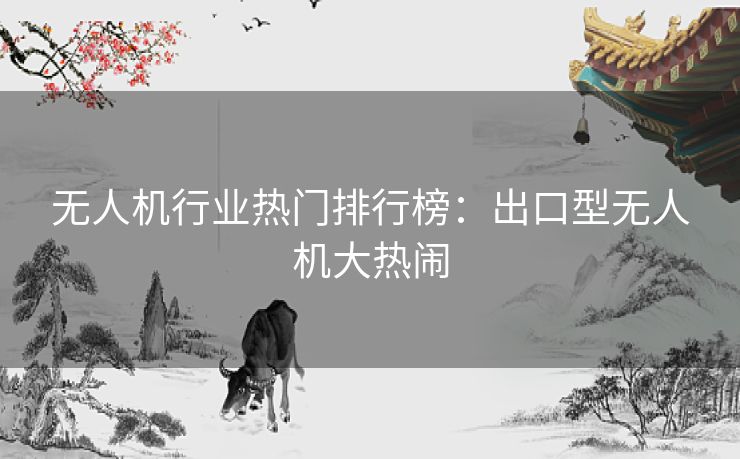 无人机行业热门排行榜：出口型无人机大热闹