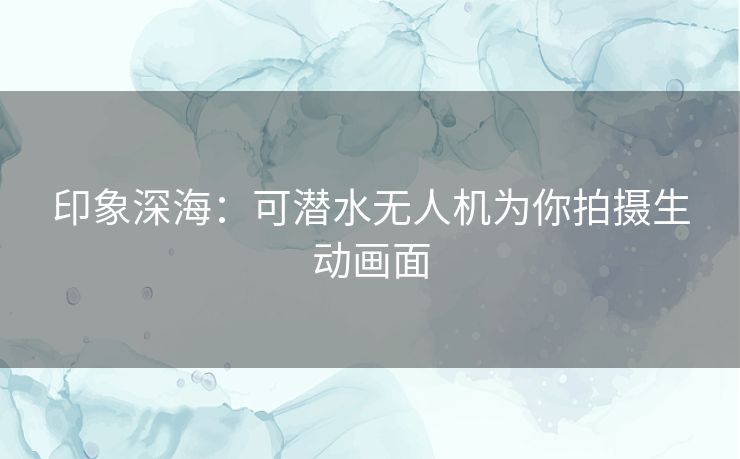 印象深海：可潜水无人机为你拍摄生动画面