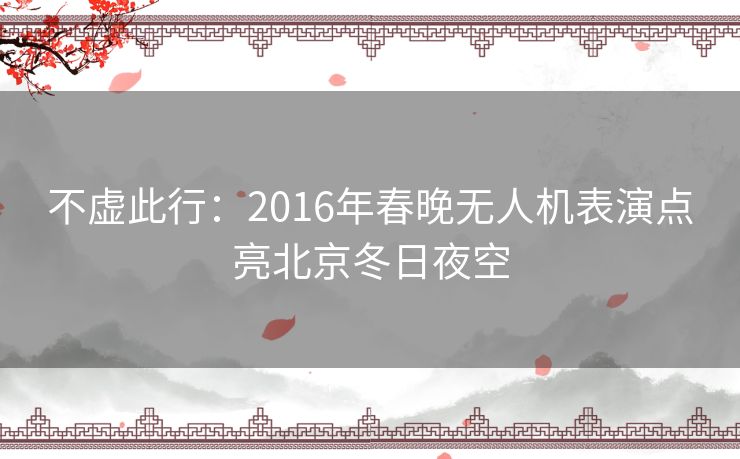 不虚此行：2016年春晚无人机表演点亮北京冬日夜空