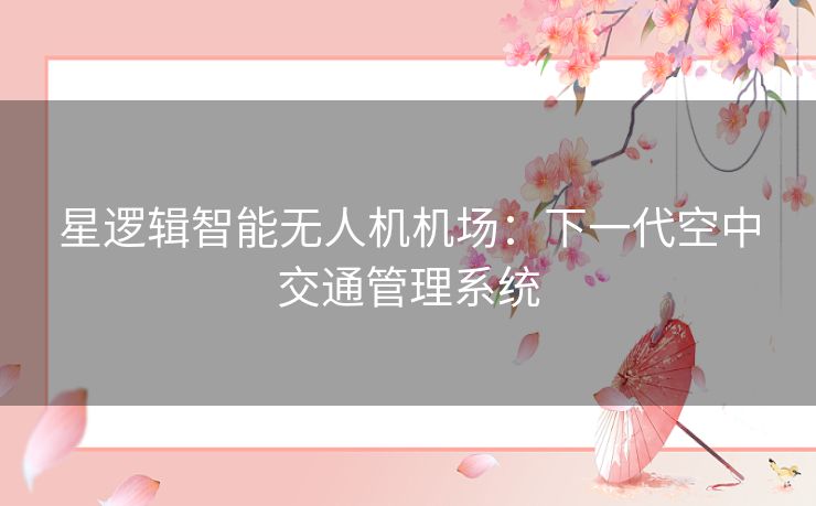 星逻辑智能无人机机场：下一代空中交通管理系统