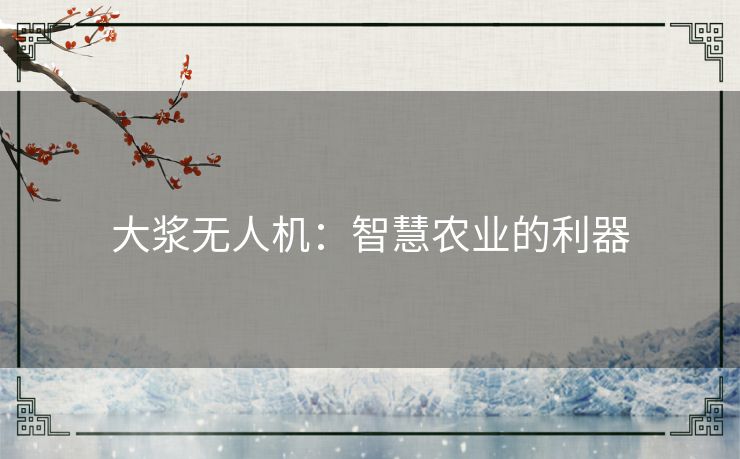 大浆无人机：智慧农业的利器