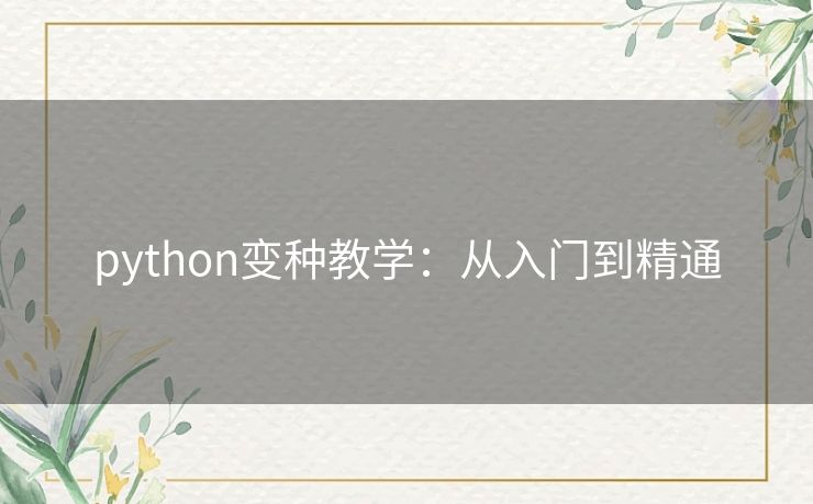python变种教学：从入门到精通