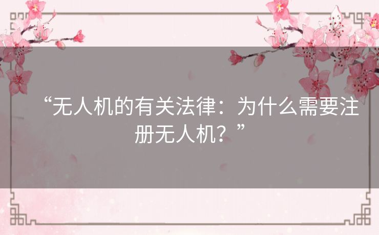“无人机的有关法律：为什么需要注册无人机？”