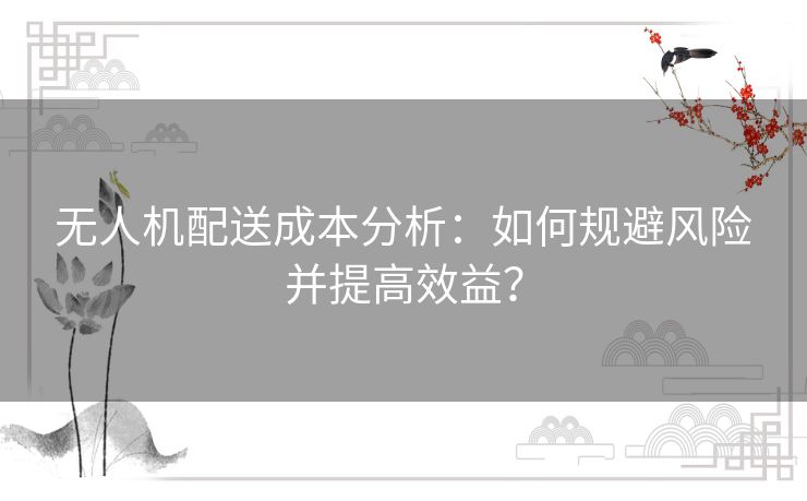 无人机配送成本分析：如何规避风险并提高效益？